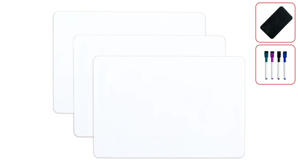 30,5x20 cm magnetic dry-wipe overlay sheet WHITE + accessories set