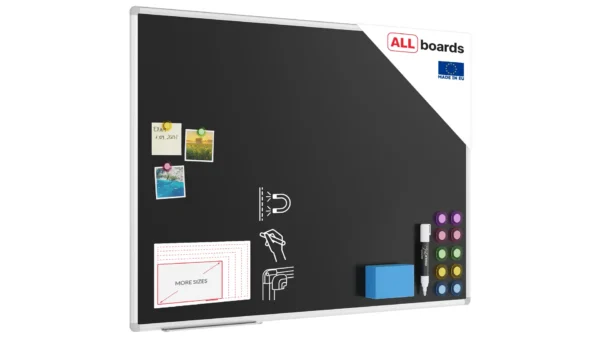 Chalkboard black magnetic surface aluminium frame 120x90 cm