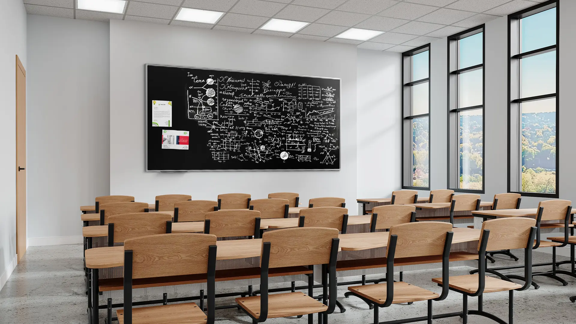 Chalkboard black magnetic surface aluminium frame 240×120 cm - Image 3