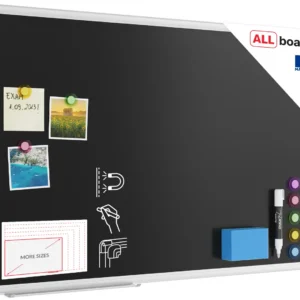 Chalkboard black magnetic surface aluminium frame 90x60 cm