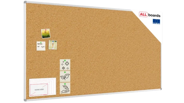 Cork notice board aluminium frame 180x100 cm