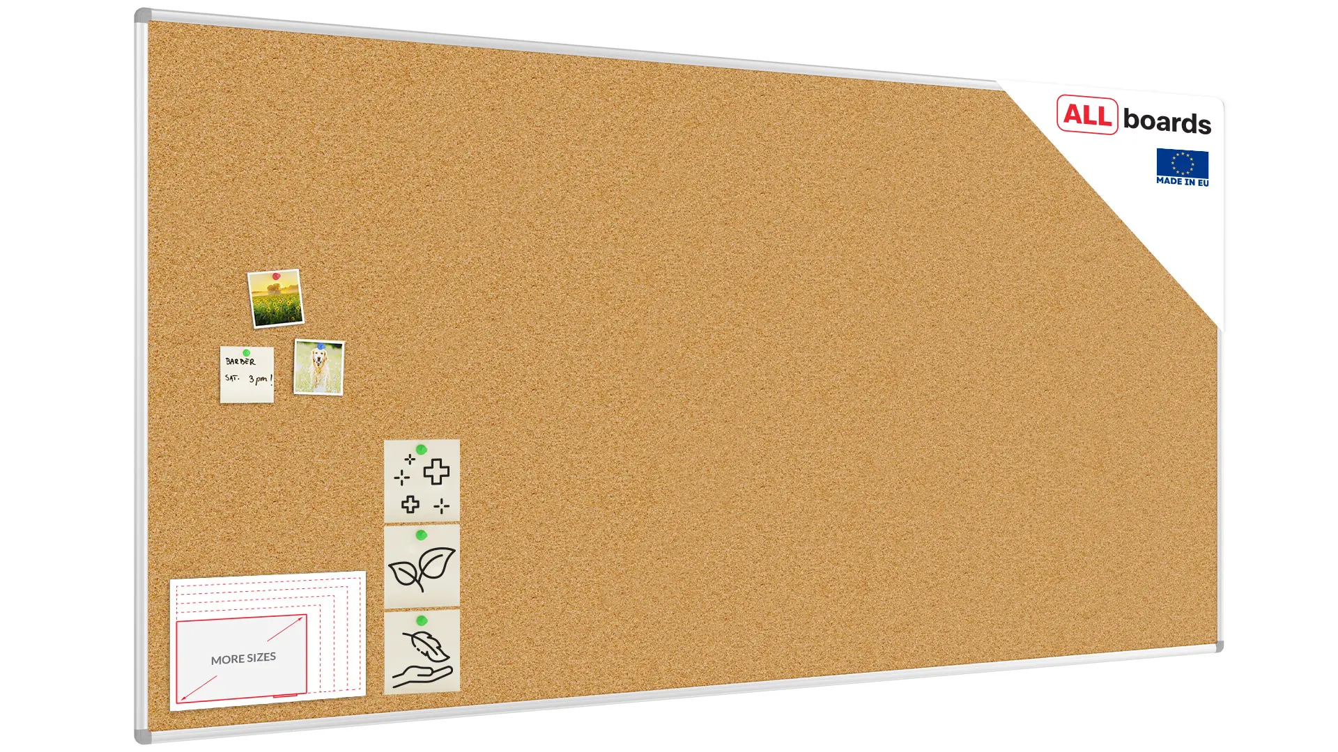 Cork notice board aluminium frame 240x120 cm