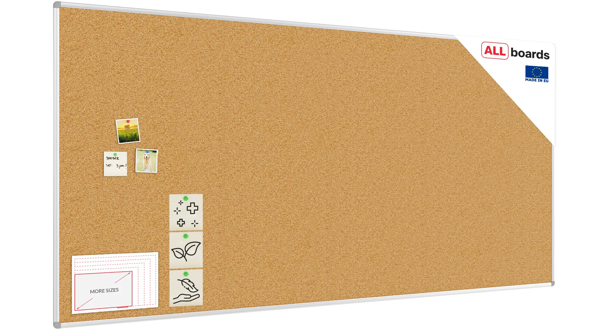 Cork notice board aluminium frame 250x120 cm
