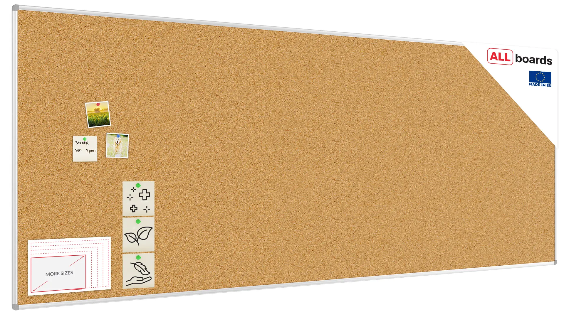 Cork notice board aluminium frame 300x120 cm