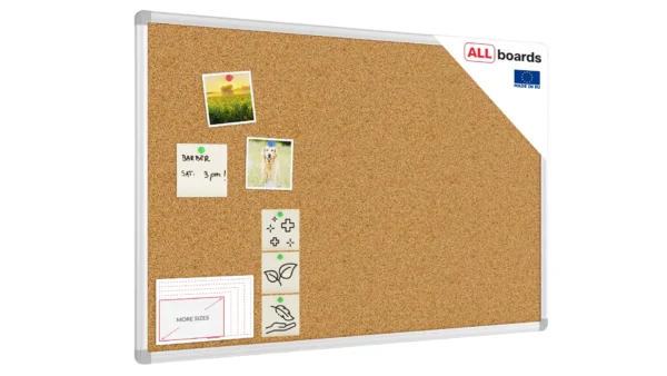 Cork notice board aluminium frame 90x60 cm