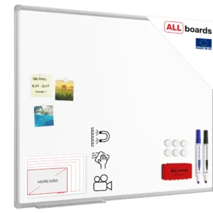 Whiteboard dry erase ceramic surface aluminium frame 100x80 cm P3