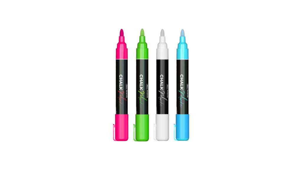 Chalk marker set: pink, green, white, blue