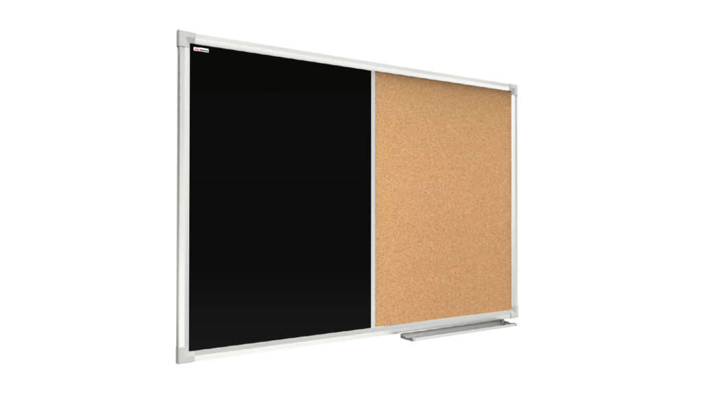 Combination Board 2 in 1 Chalkboard & Cork Board with Aluminium Frame 120x90cm, Pin Board Magnetic Board