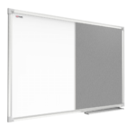 OUTLET Combination Board 2 in 1 Whiteboard & Grey Felt Board with Aluminium Frame 120x90cm, Pin Board Magnetic Board