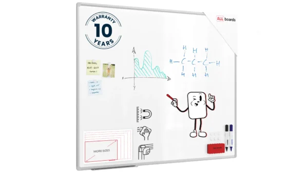 Whiteboard dry erase magnetic surface aluminium frame 120x100 cm PREMIUM EXPO + FREE Accessory Set