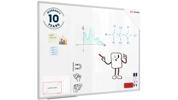 Whiteboard dry erase magnetic surface aluminium frame 120x90 cm PREMIUM EXPO + FREE Accessory Set