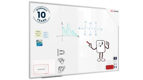 Whiteboard dry erase magnetic surface aluminium frame 150x100 cm PREMIUM EXPO + FREE Accessory Set