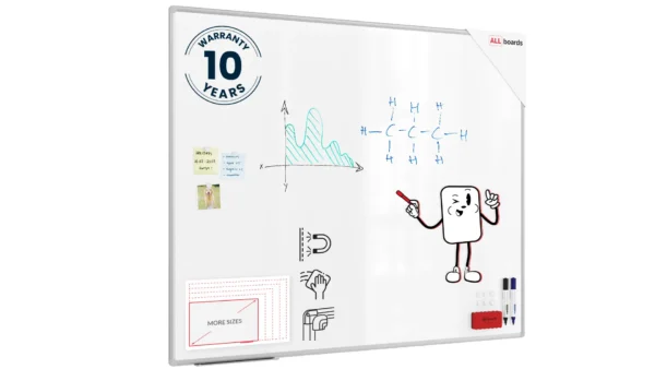 Whiteboard dry erase magnetic surface aluminium frame 150x120 cm PREMIUM EXPO + FREE Accessory Set