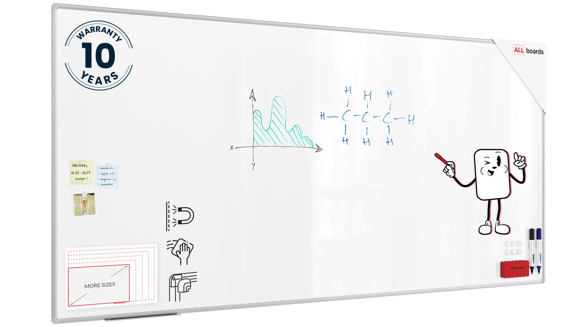 Whiteboard dry erase magnetic surface aluminium frame 250x120 cm PREMIUM EXPO + FREE Accessory Set