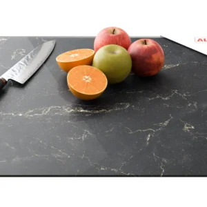 Glass Chopping Board Black Marble 60x52cm Cutting Board Splashback Worktop Saver for Kitchen Hob Protection