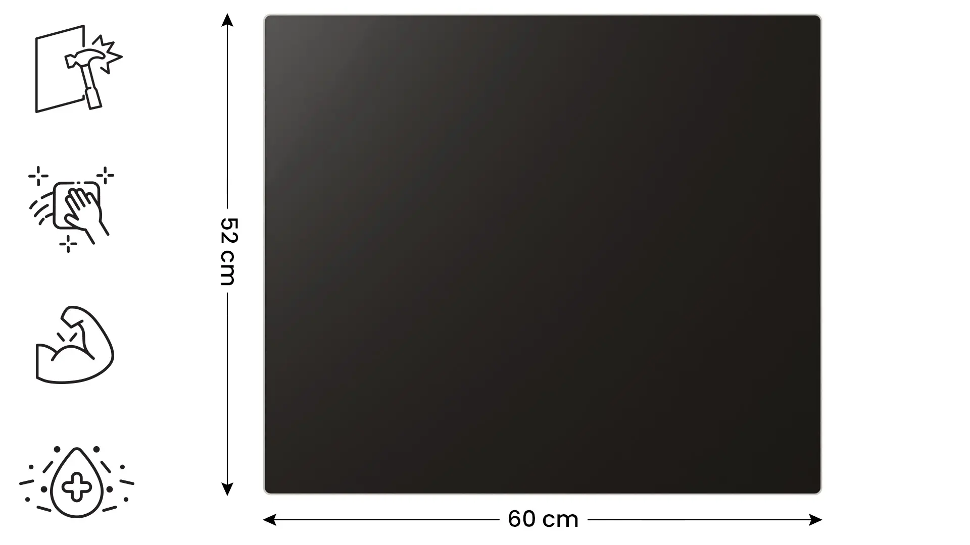 Glass Chopping Board Black Classic Black 60x52cm Cutting Board Splashback Worktop Saver for Kitchen Hob Protection - Image 2