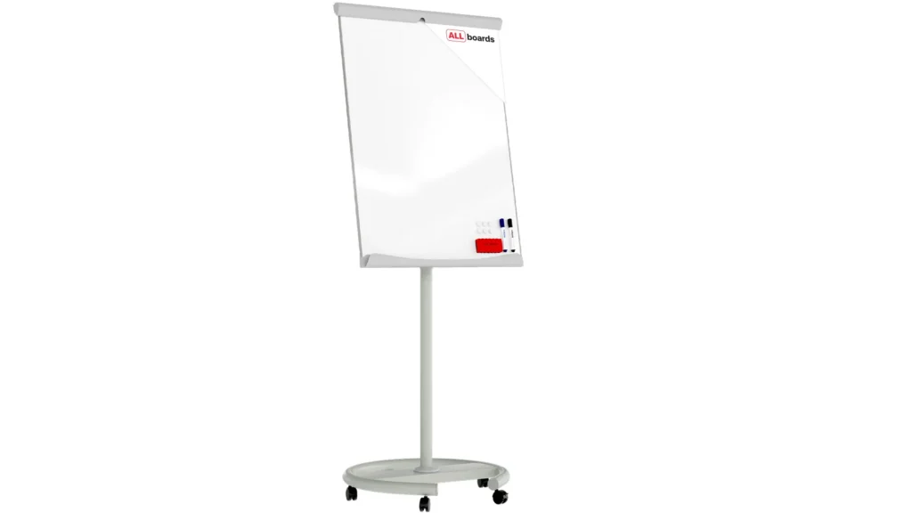 Mobile flipchart whiteboard dry erase magnetic surface 100x70cm