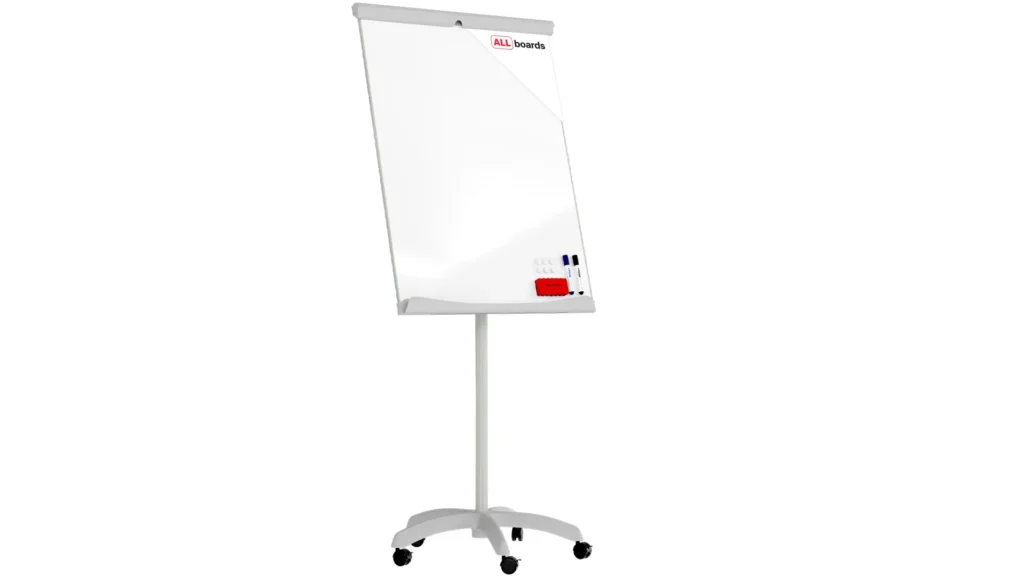 Mobile flipchart whiteboard dry erase magnetic surface 100x70 cm