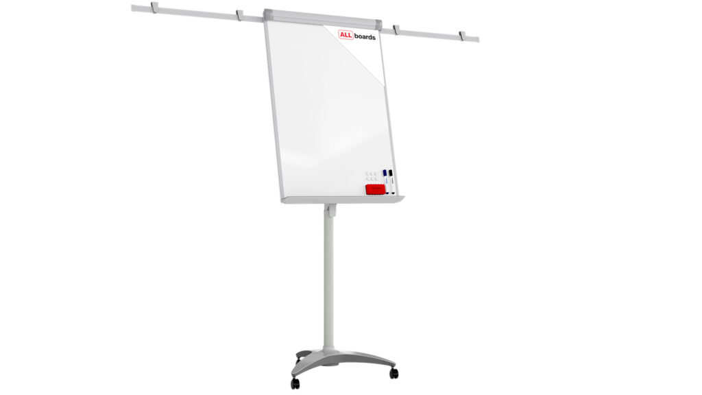 EXCLUSIVE mobile flipchart whiteboard dry erase magnetic surface 100x70 cm with shoulders