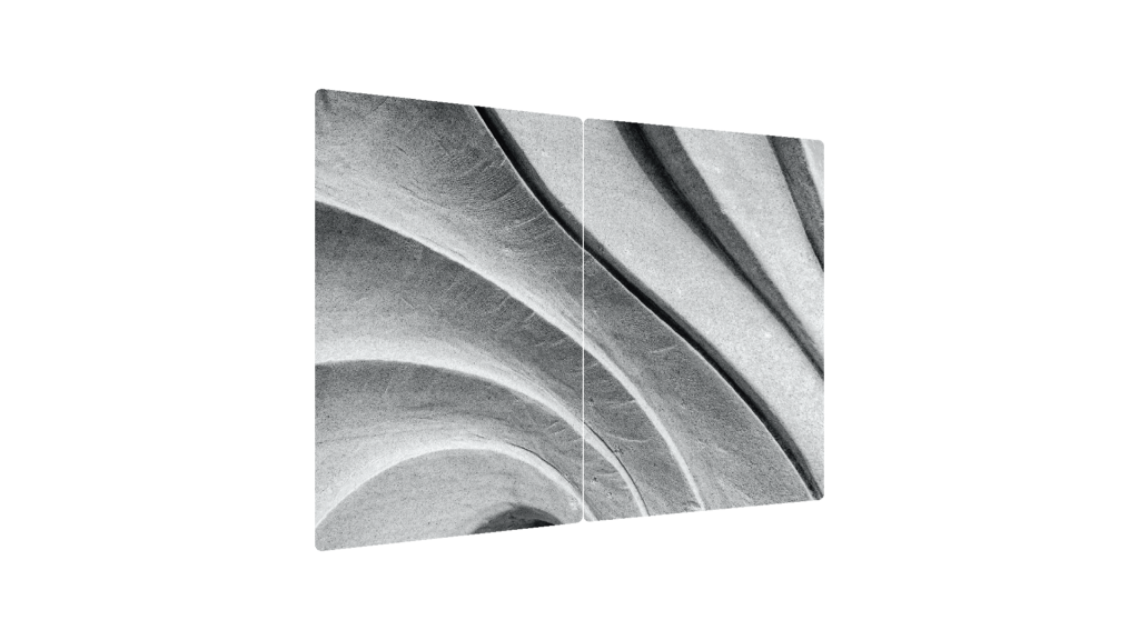 Glass Chopping Board WAVES WHITE STONE GEOMETRIC DESIGN 3D 2 Set 52x30cm
