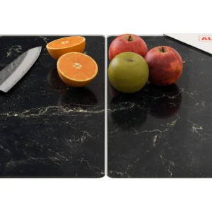 Glass Chopping Board Black Marble 2 Set 52x30cm
