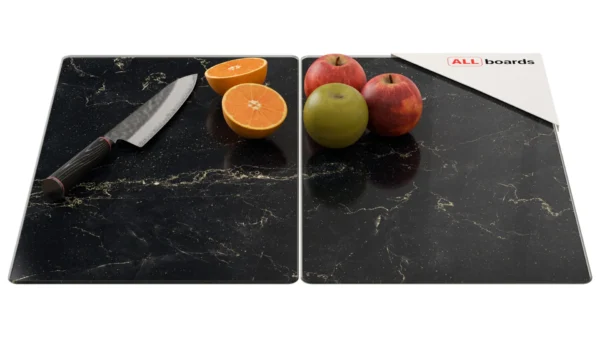 Glass Chopping Board Black Marble 2 Set 52x30cm