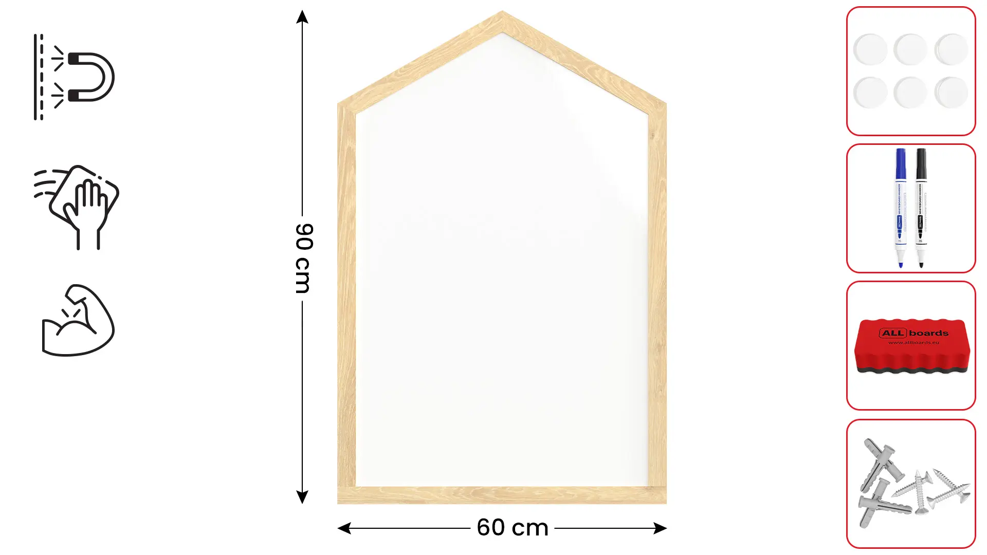 House shape magnetic dry erase whiteboard 90x60 cm - Image 2