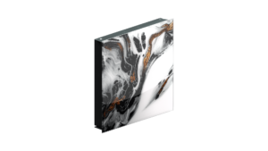 Key Cabinet with Whiteboard, Decorative Magnetic Glass board front panel, Gold white black marble pattern