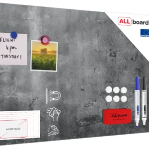 Magnetic Boards MetalBoard CONCRETE CEMENT 60x40cm a Magnetic Metal Poster with an imprint for all types of magnets, Wall Mounted Durable 3D Printed + a set of accessories Included
