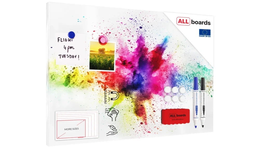Magnetic Boards MetalBoard COLOR SPLASH EXPLOSION HOLI 60x40cm a Magnetic Metal Poster with an imprint for all types of magnets, Wall Mounted Durable 3D Printed + a set of accessories Included