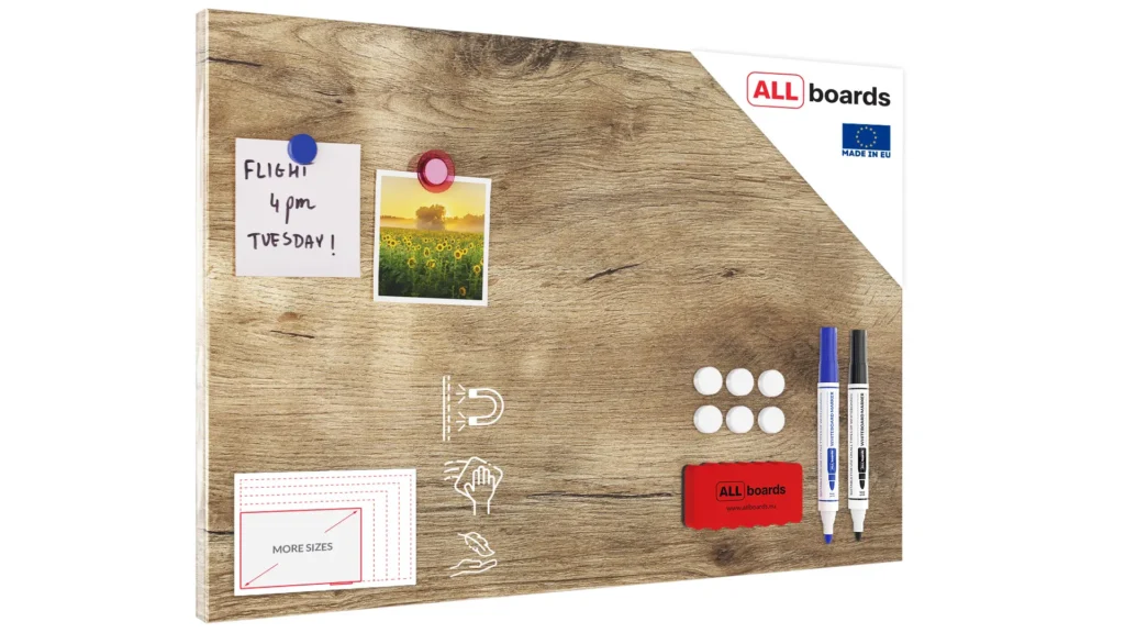 Magnetic Boards MetalBoard WOOD, WOOD GRAIN, WOODEN SURFACE 60x40cm a Magnetic Metal Poster for all types of magnets + a set of accessories Included