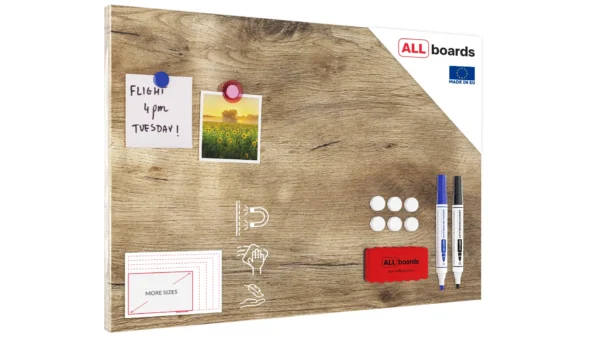 Magnetic Boards MetalBoard WOOD, WOOD GRAIN, WOODEN SURFACE 60x40cm a Magnetic Metal Poster for all types of magnets + a set of accessories Included