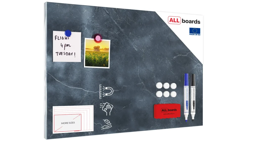 Magnetic Boards MetalBoard GRAY MARBLE, DECORATIVE MARBLE, MARBLE SURFACE 60x40cm a Magnetic Metal Poster for all types of magnets + a set of accessories Included
