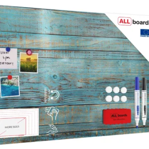 Magnetic Boards MetalBoard BLUE PLANKS VINTAGE RETRO 90x60cm a Magnetic Metal Poster with an imprint for all types of magnets, Wall Mounted Durable 3D Printed + a set of accessories Included