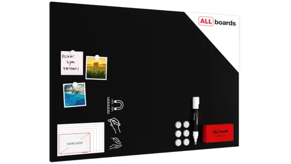 Magnetic Boards MetalBoard BLACK CLASSIC BLACK 90x60cm a Magnetic Metal Poster for all types of magnets + a set of accessories Included