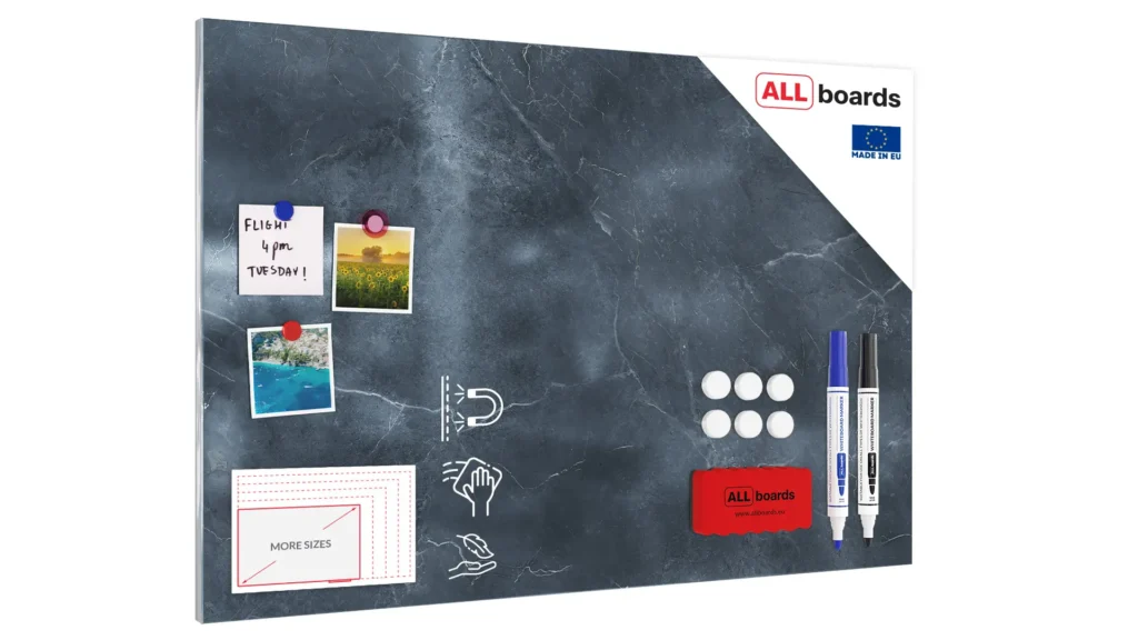 Magnetic Boards MetalBoard GRAY MARBLE, DECORATIVE MARBLE, MARBLE SURFACE 90x60cm a Magnetic Metal Poster for all types of magnets + a set of accessories Included