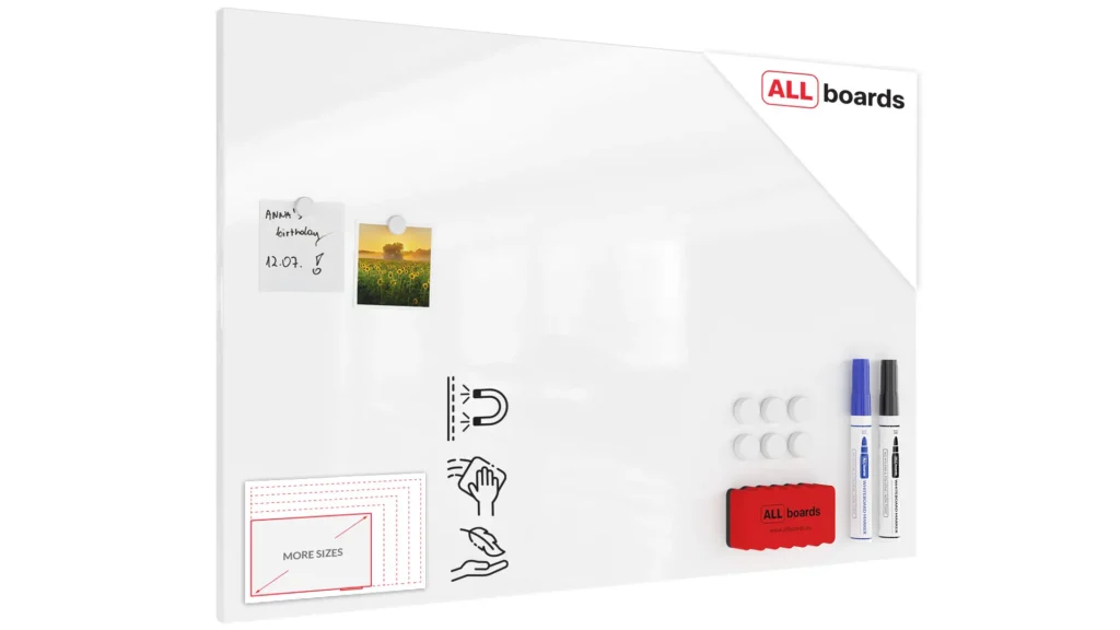 Magnetic Boards MetalBoard WHITE CLASSIC WHITE 90x60cm a Magnetic Metal Poster for all types of magnets + a set of accessories Included