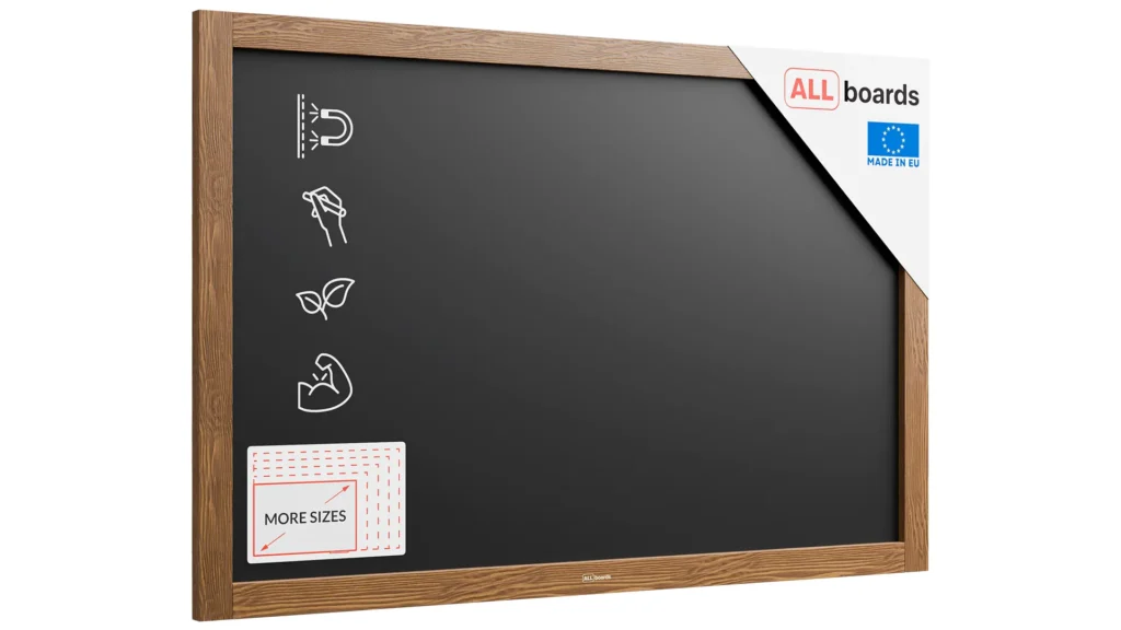 Black magnetic chalkboard 90x60 cm wooden frame