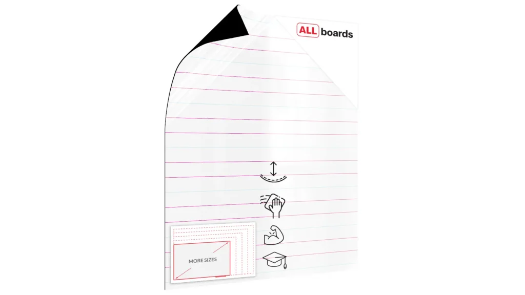 80x95cm magnetic dry-wipe overlay sheet - Ruled