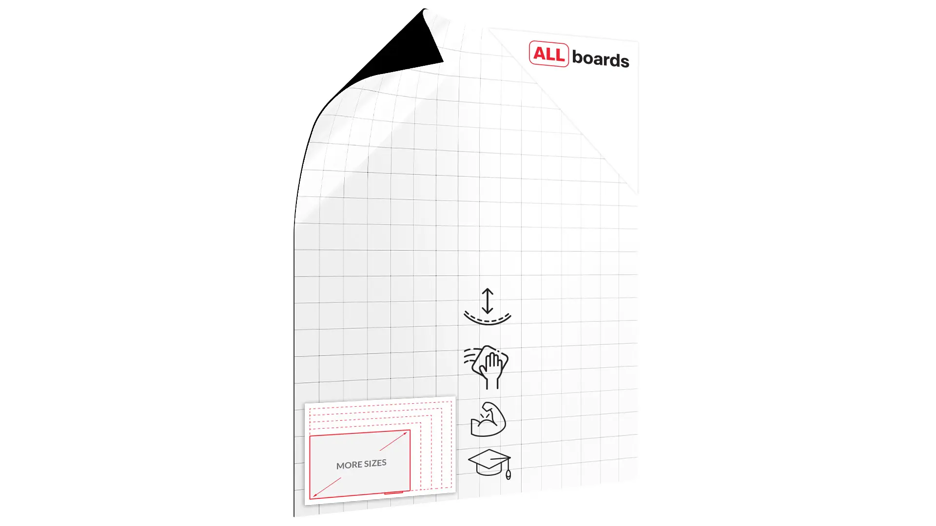 80x95cm magnetic dry-wipe overlay sheet - grid