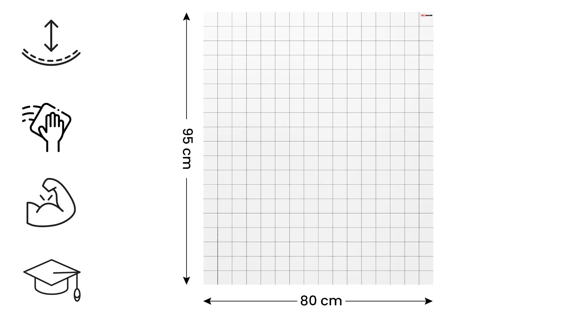 80x95cm magnetic dry-wipe overlay sheet - grid