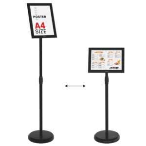 A4 Snap Frame Information Stand with Black Aluminium Frame
