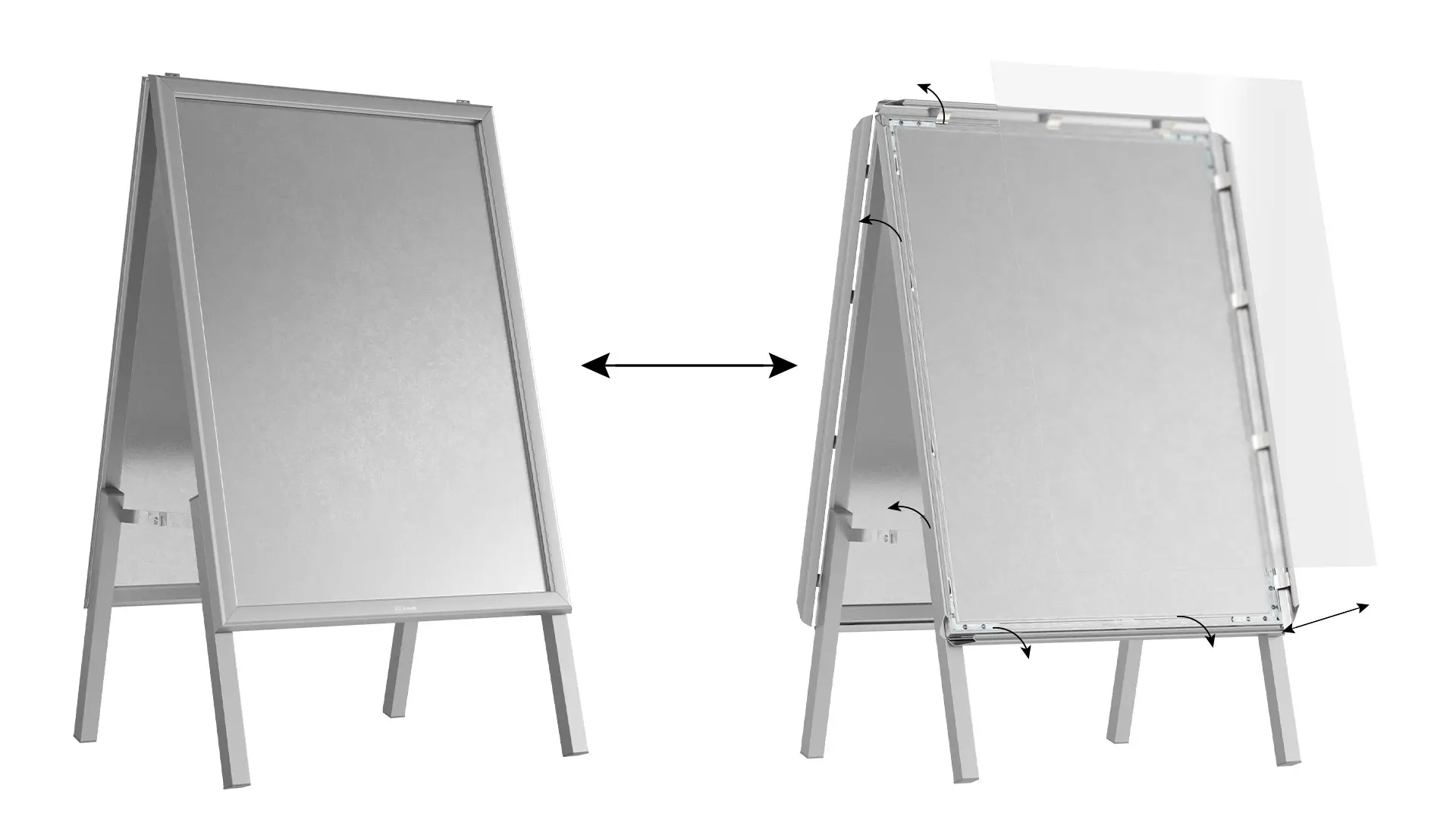 B2 size, double-sided, snap frame A-board in a silver aluminium frame - Image 3