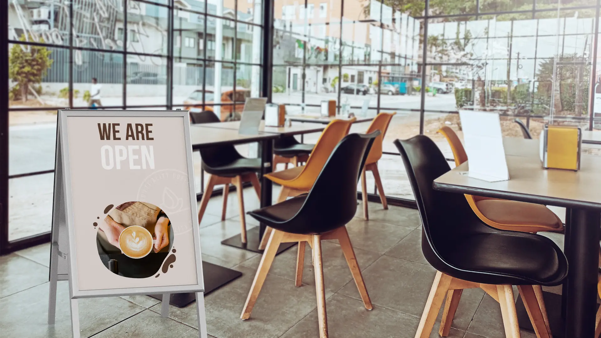 B2 size, double-sided, snap frame A-board in a silver aluminium frame - Image 8