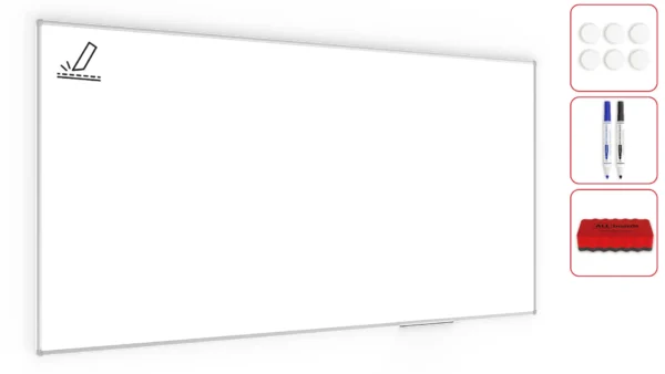 Whiteboard dry erase CERAMIC, porcelain, magnetic, matte, 240x120 cm, PROJECTION P4