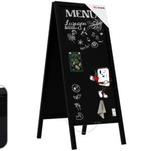 Magnetic Waterproof Chalk A-Board / Pavement Sign 150x61 cm – BLACK FRAME + FREE ACCESSORIES