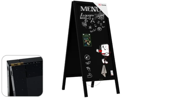 Magnetic Waterproof Chalk A-Board / Pavement Sign 150x61 cm – BLACK FRAME + FREE ACCESSORIES