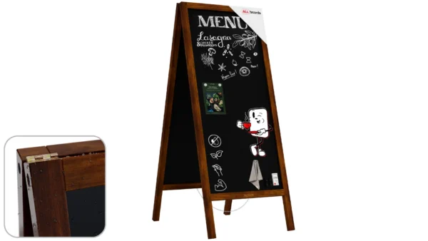 Magnetic Waterproof Chalk A-Board / Pavement Sign 150x61 cm – CLASSIC BROWN + FREE ACCESSORIES
