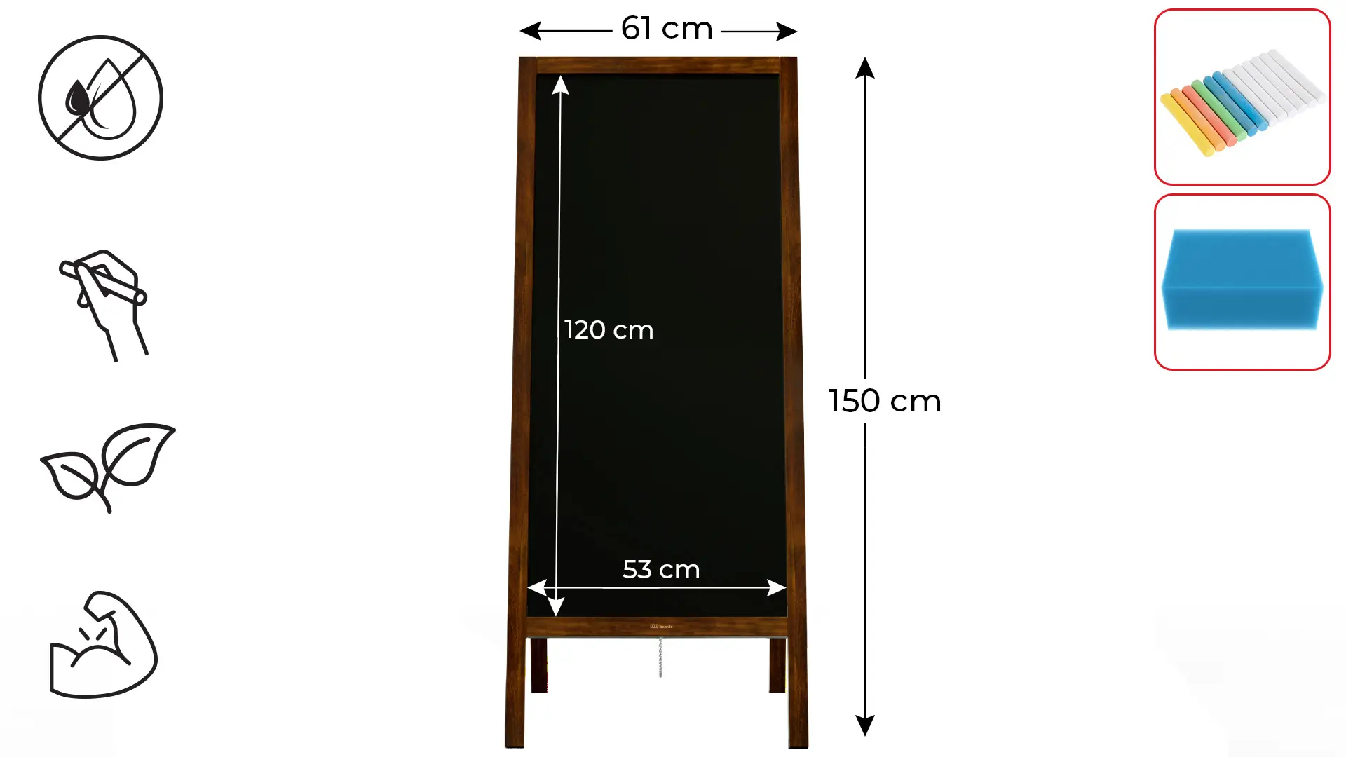 Black pavement Chalkboard with wooden frame 150x61cm - Image 2