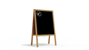 Pavement Sign with Gold Varnished Wooden Frame 100x60cm, Sidewalk Advertising Board Chalkboard A-Frame